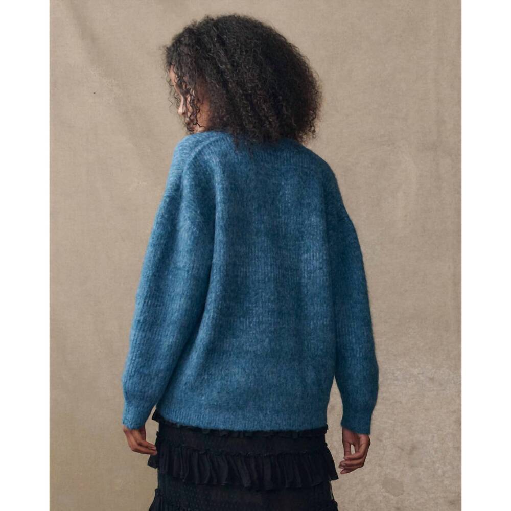 NEW THE GREAT. the brushed melange cardigan in winteride blue - Picture 4 of 4